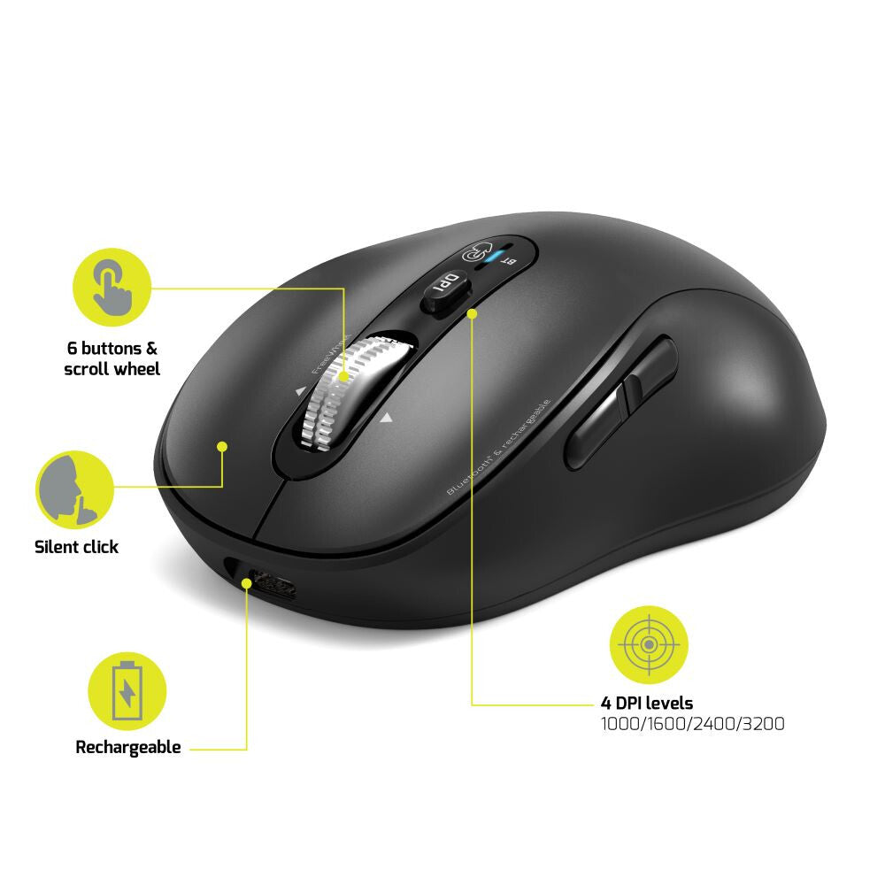 Port Designs PORT Connect 900720 mouse Universal Ambidextrous Bluetooth Optical 3200 DPI - image 6