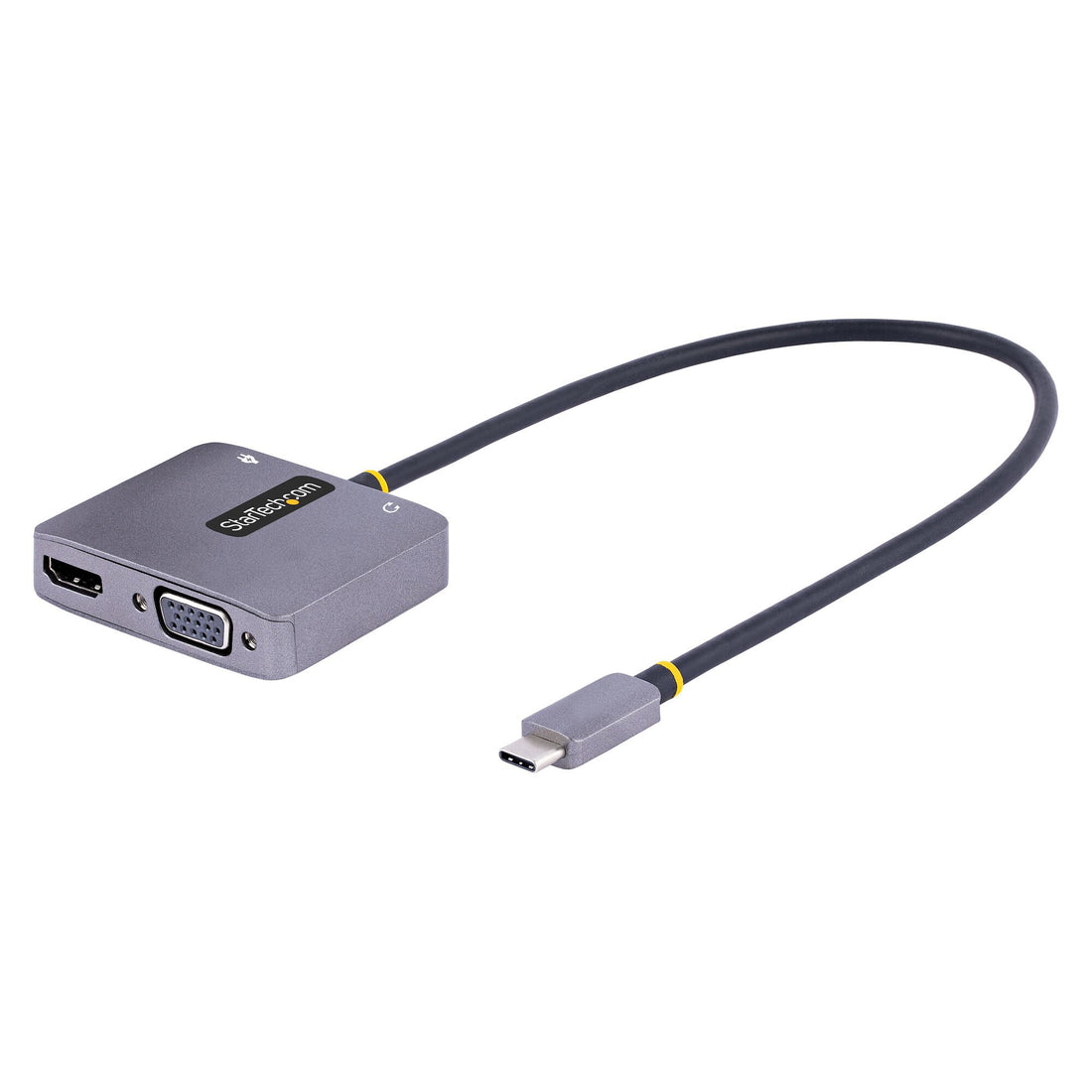 StarTech.com USB C Video Adapter, USB C to HDMI VGA Multiport Adapter, 3.5mm Audio, 4K 60Hz HDR, 100W PD