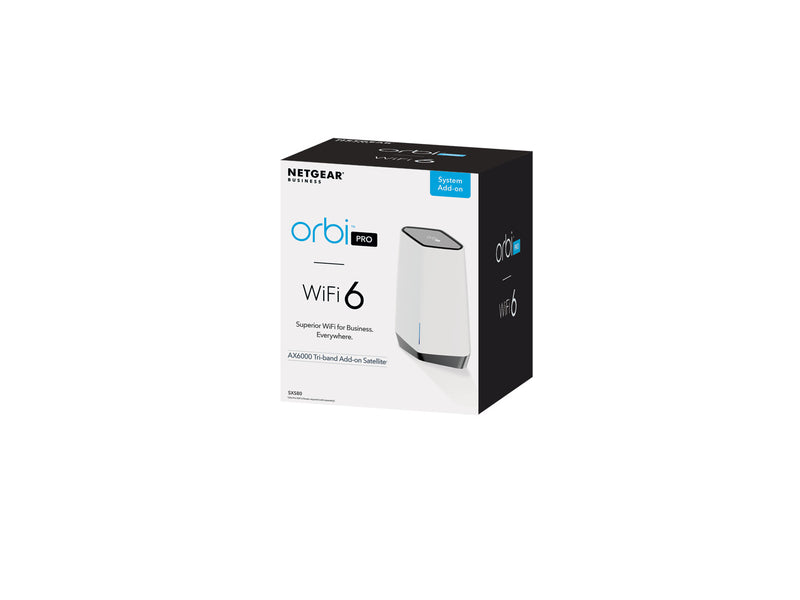 NETGEAR Orbi Pro WiFi 6 Tri-band Mesh System Satelite (SXS80) Tri-band (2.4 GHz / 5 GHz / 5 GHz) Wi-Fi 6 (802.11ax) Grey, White 5 Internal