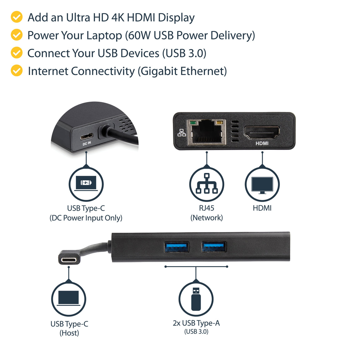 StarTech.com USB-C Multiport Adapter - USB-C Travel Docking Station with 4K HDMI - 60W Power Delivery - image 10