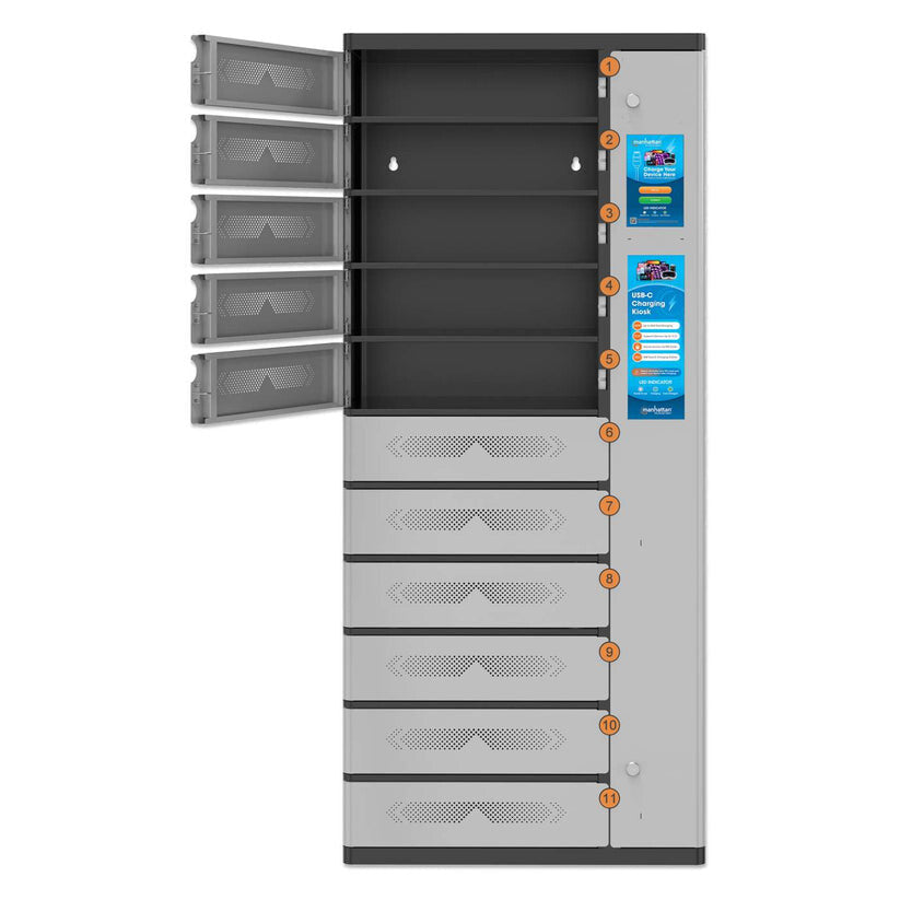 Manhattan Kiosk Laptop Charging Cabinet USB-C 65W 11-bay (individual compartment - PIN locked), Suitable for - image 8
