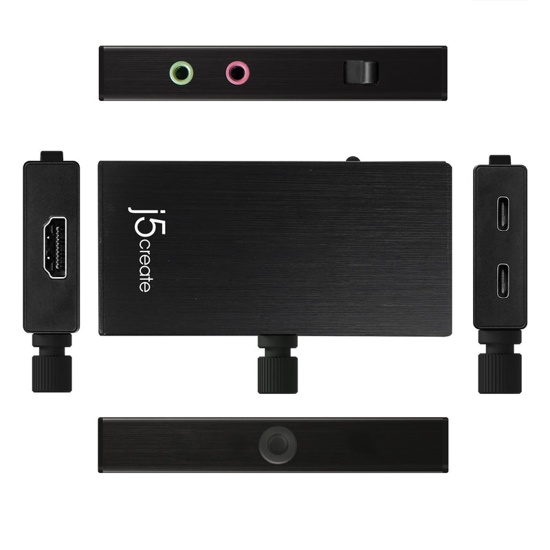 j5create JVA02 Live Capture Adapter HDMI™ to USB-C™ with Power Delivery, Black