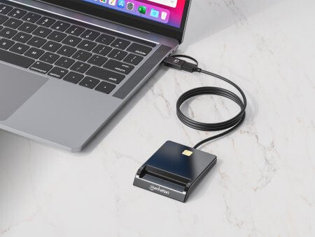 Manhattan USB-A / USB-C combo Smart Card Reader, USB 2.0 Type-C and Type-A Male to Contact Reader Interface - image 3