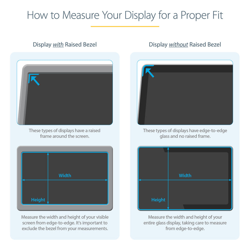 StarTech.com Monitor Privacy Screen for 20 inch PC Display - Computer Screen Security Filter - Blue Light Reducing Screen Protector Film - 16:9 Widescreen - Matte/Glossy - +/-30 Degree