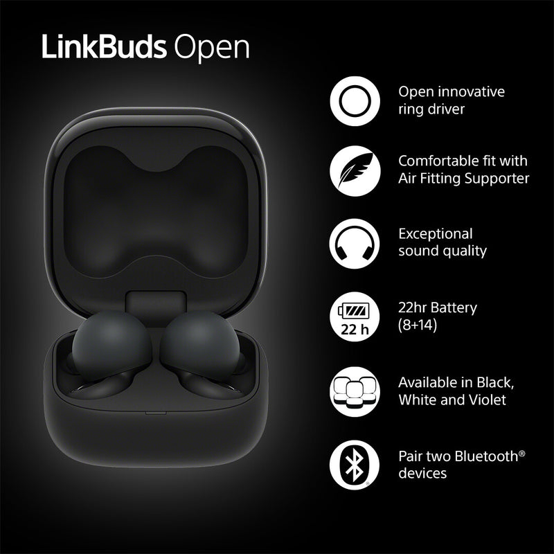 Sony LinkBuds Open WFL910B headphones/headset Wireless In-ear Calls/Music Bluetooth Black