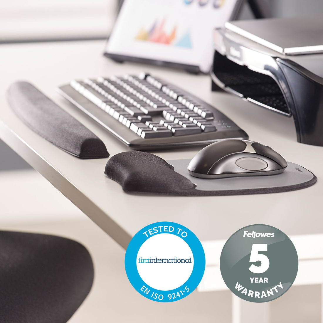 Fellowes Mouse Mat Wrist Support - Memory Foam Mouse Pad with Soft Foam Pillow - Ergonomic Mouse Mat for - image 4