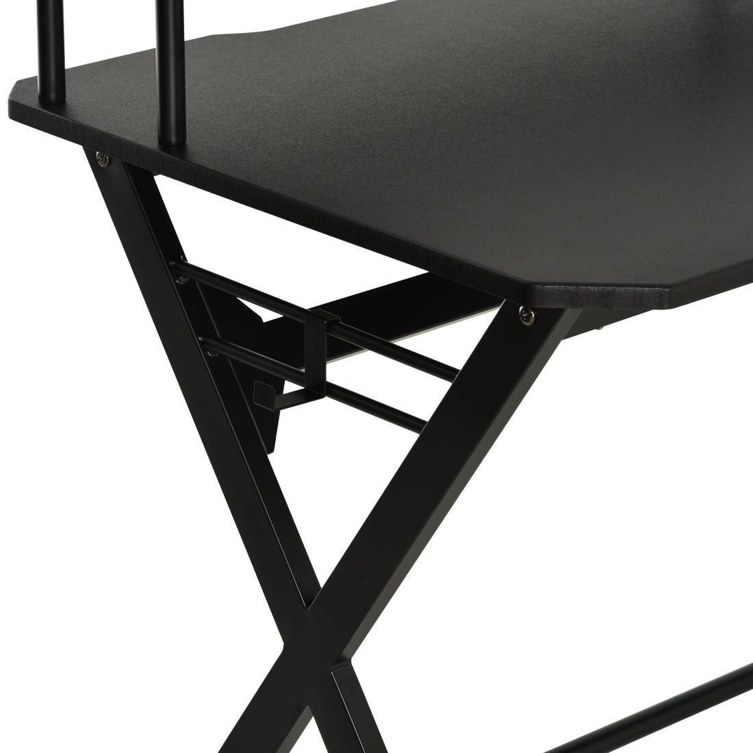 HOMCOM Gaming Desk Writing Racing Computer Table Workstation with Headphone Hook Curved Front Adjustable Feet for Home Office Use 140 x 60cm