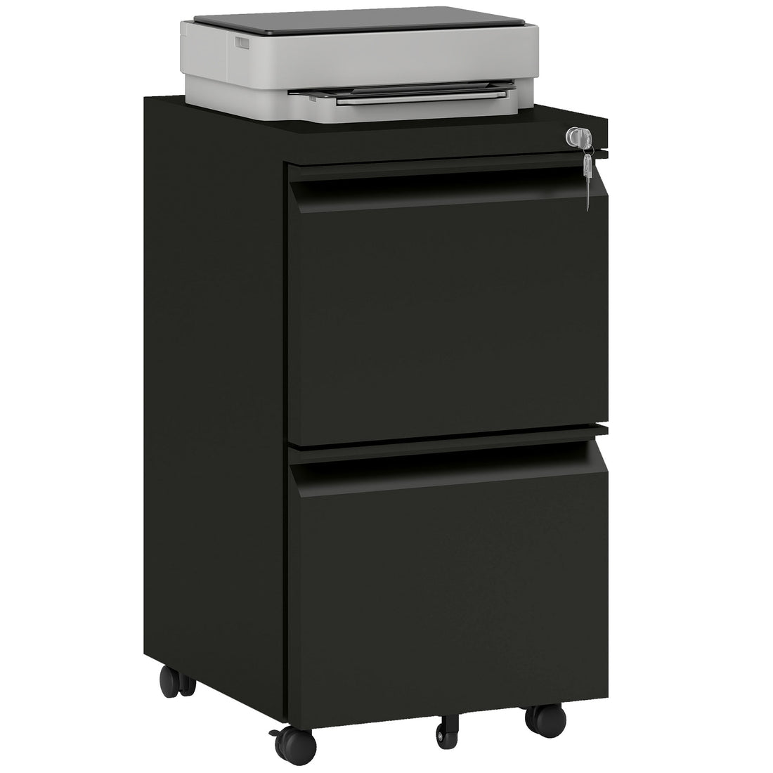 Vinsetto 2-Drawer Mobile Filing Cabinet, Metal Lockable File Cabinet for Letter, A4 and Legal Size, Pre-Assembled Body, Black