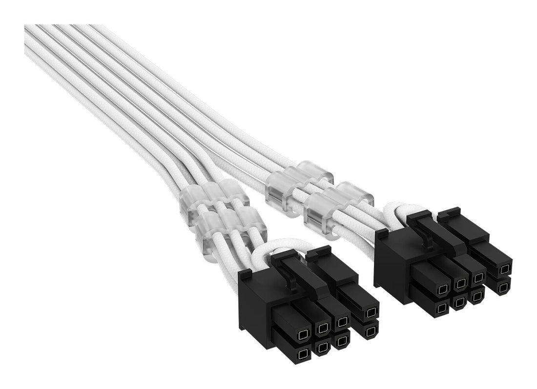 Corsair Elite Premium Individually Sleeved, PCIe 12V-2x6 to 2x 8-pin (6+2 split) PCIe Cable - White - image 2