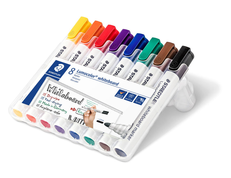 Staedtler Lumocolor 351 WP8 permanent marker Bullet tip Black, Blue, Brown, Green, Orange, Red, Violet, Yellow 8 pc(s)