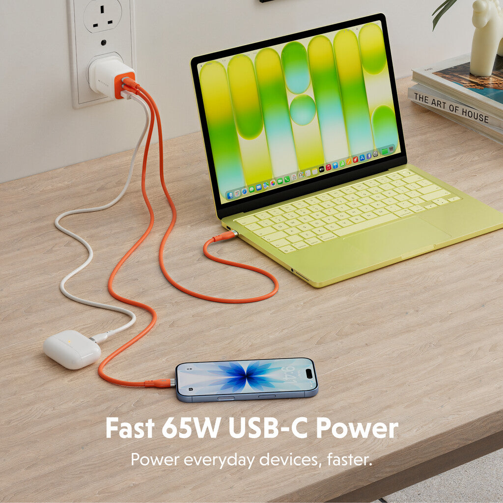 Targus HyperJuice Flex 65W GaN Laptop, Smartphone, Headset, Portable gaming console White, Orange AC Indoor - image 2