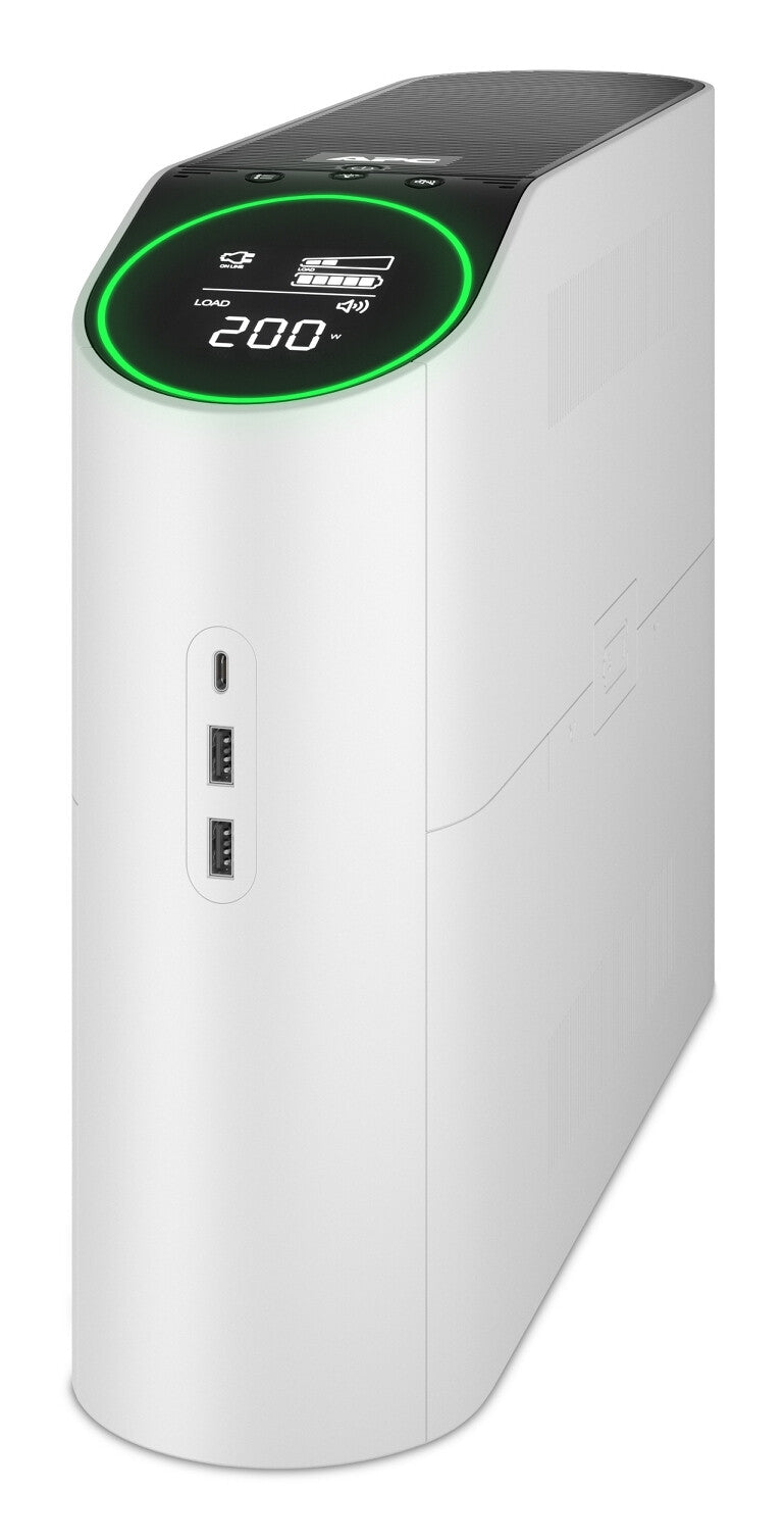 APC Back-UPS Pro, 2200VA/1320W, Tower, 230V, 2x UK and 2x IEC C13 outlets, RGB Lights, Pure Sine Wave, Arctic