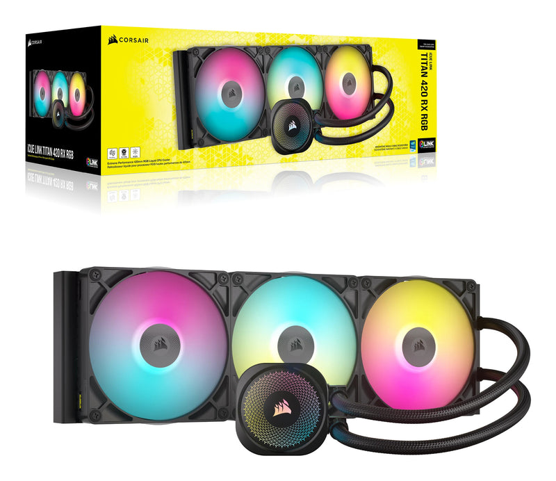 Corsair iCUE LINK TITAN 420 RX RGB Processor All-in-one liquid cooler 14 cm Black 1 pc(s)
