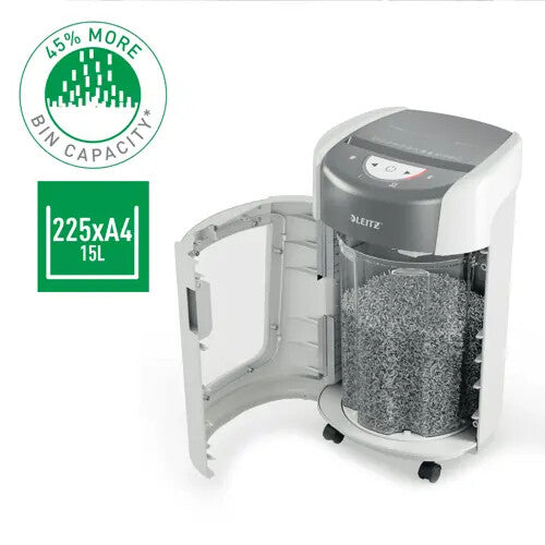 Leitz IQ OptiMax Home Office 225 paper shredder Micro-cut shredding 22.3 cm White, Grey - image 2