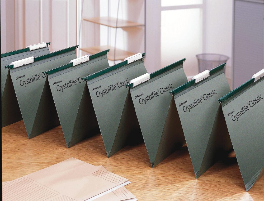 Rexel Crystalfile Linked Foolscap Suspension File 15mm Green (50) - image 3