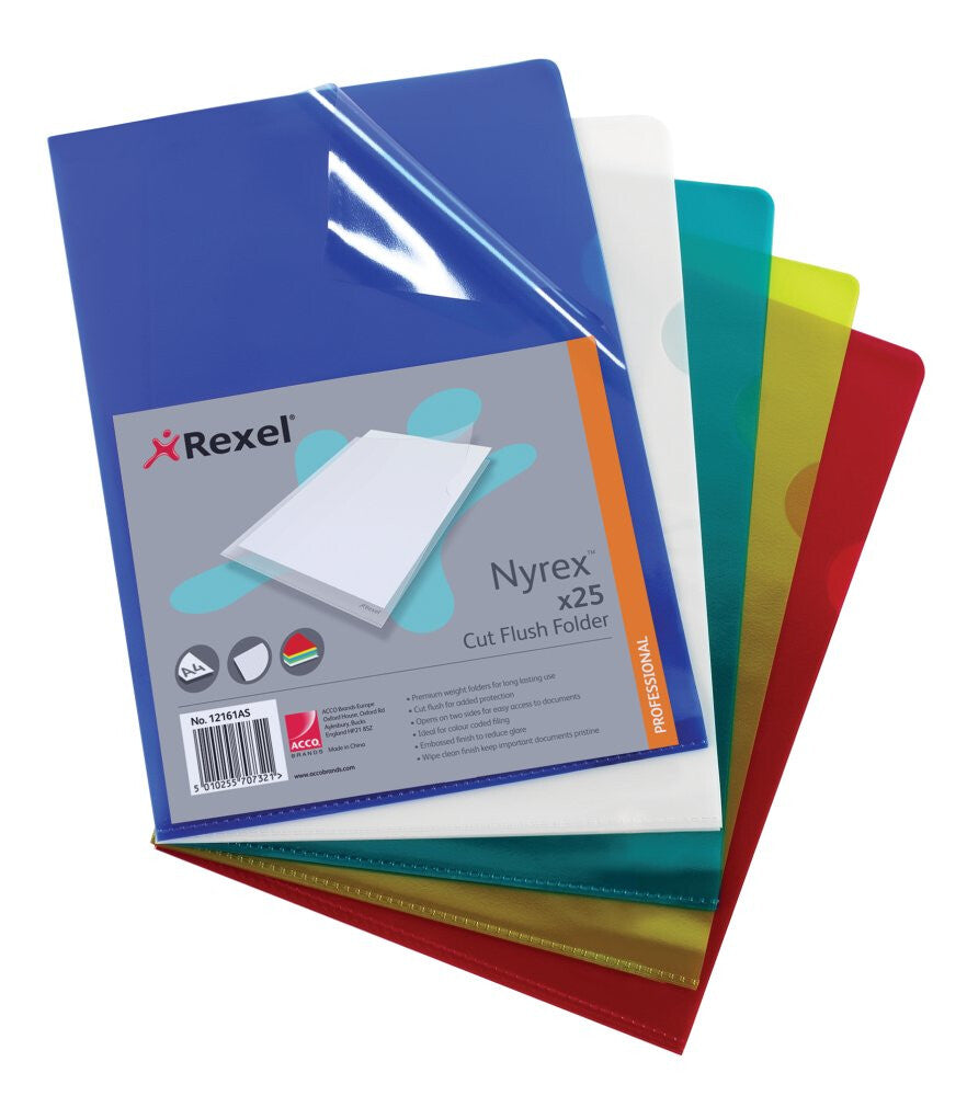 Rexel Nyrex A4 Cut Flush Folders Assorted (25) - image 2
