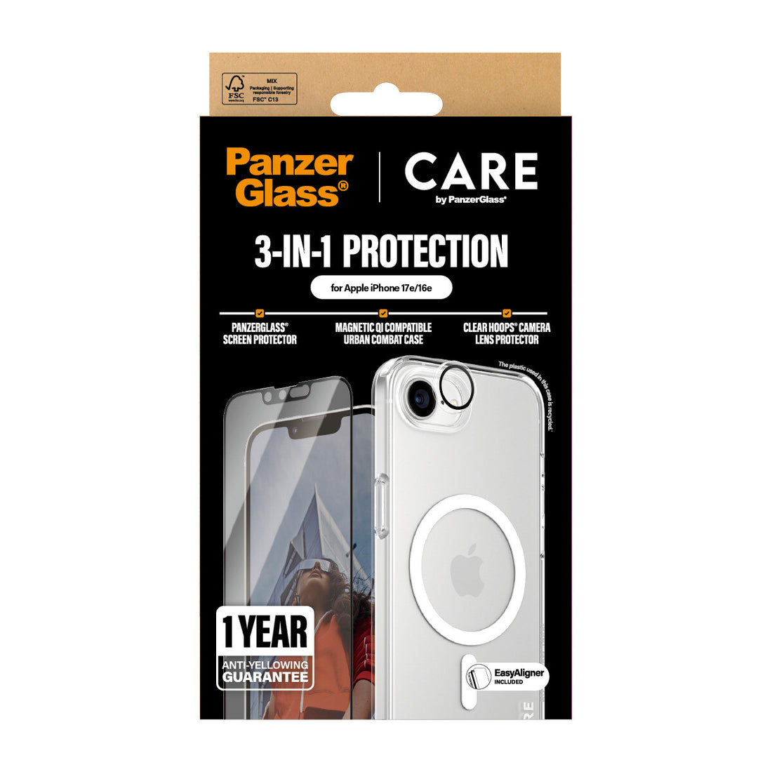PanzerGlass ® | CARE™ by ® 3-in-1 Bundle iPhone 17e | 16e