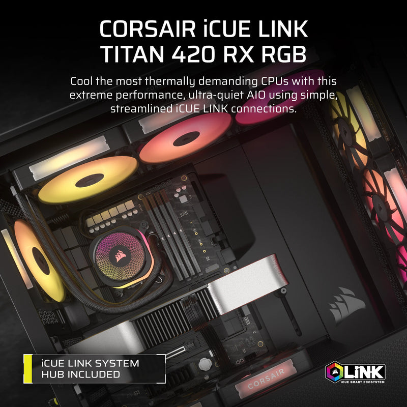 Corsair iCUE LINK TITAN 420 RX RGB Processor All-in-one liquid cooler 14 cm Black 1 pc(s)