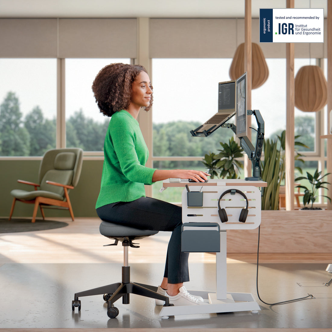 Leitz Ergo Active Sitting Stool with Wheels and Wobble Comfort Seat - image 5