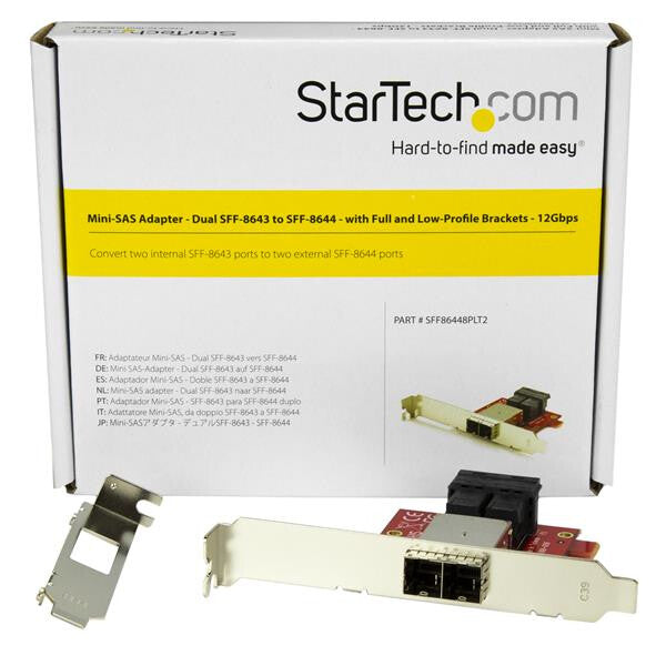 StarTech.com Mini-SAS Adapter - Dual SFF-8643 to SFF-8644 - with Full and Low-Profile Brackets - 12Gbps - image 5