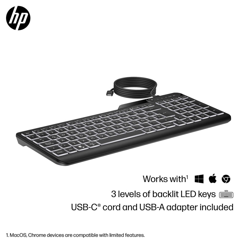 HP 405 Multi-Device Backlit Wired Keyboard