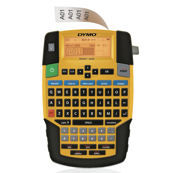 DYMO RHINO 4200 Industrial Label Maker | QWERTY Keyboard & Time-Saving Hot Keys | Durable Label Printer for Job Sites and Heavy-Duty Labelling Jobs