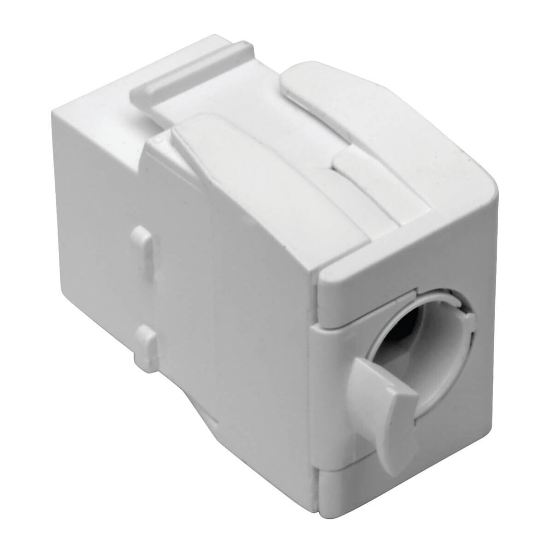 Tripp Lite N238-001-GY-TF Keystone Jack Cat6/Cat5e, RJ45, Shuttered, Dust Cap - Toolless, PoE/PoE+ Compliant, White, TAA