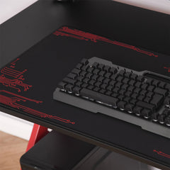 HOMCOM Gaming Desk Computer Table Ergonomics Workstation for Home Office with Cup & Speaker 120cm x 60cm x 96.5cm Black and Red