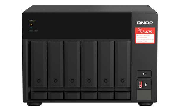 QNAP TVS-675 NAS Tower ZhaoXin KaiXian KX-6000 KX-U6580 8 GB DDR4 48 TB HDD QNAP Turbo System Black