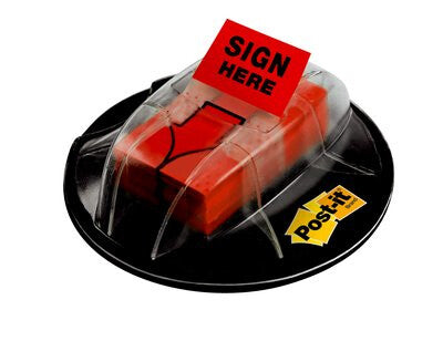 Post-It Message Flags, 'Sign Here', Red, 1 in Wide, 200/Desk Grip Dispenser self adhesive flags 200 sheets - image 3