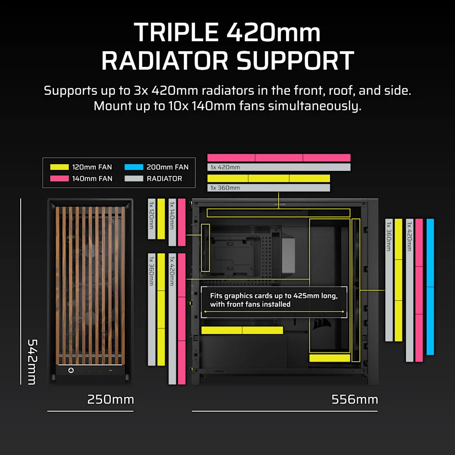 Corsair FRAME 5000D WOOD RS Midi Tower Black, Walnut - image 8