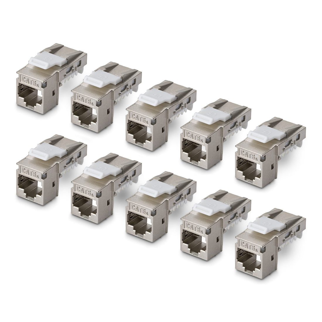 StarTech.com Shielded Cat6a Keystone Jack, 10-Pack RJ45 Ethernet Keystone Jacks, STP Cat6a Wall Jack