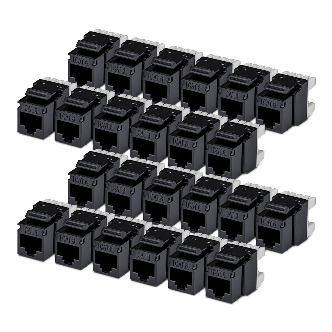 StarTech.com Cat6 Keystone Jack, 24-Pack RJ45 Ethernet Keystone Jacks, UTP Cat6 Wall Jack, 180-Degree 110