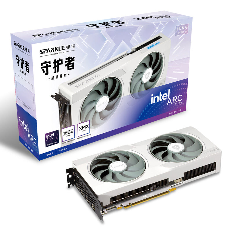 Sparkle Intel Arc B570 GUARDIAN Luna OC, 10GB DDR6 Graphics Card - White