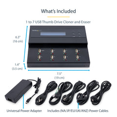 StarTech.com Standalone 1 to 7 USB Thumb Drive Duplicator and Eraser, Multiple USB Flash Drive Copier, System and File and Whole-Drive Copy at 1.5 GB/min, Single and 3-Pass Erase, LCD Display