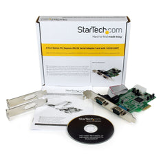 StarTech.com 2-Port PCI Express RS232 Serial Adapter Card, 16550 UART, PCIe to Dual Serial DB9 Host Controller, Windows & Linux, TAA - Replaced by PEX2S953