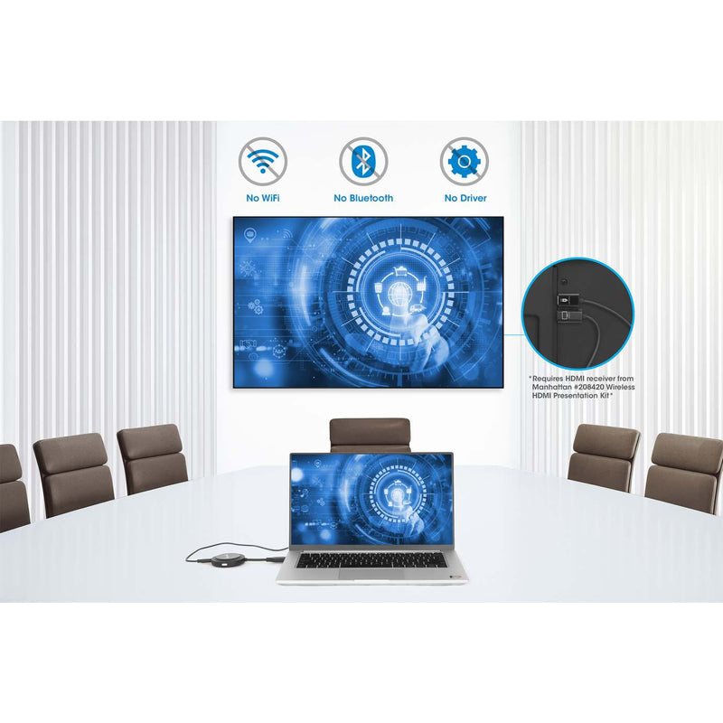 Manhattan 1080p Wireless HDMI Display Adapter with HDMI Transmitter, Dongle Wirelessly Displays a Video Signal from an HDMI Device on an HDMI TV or Projector, Requires Receiver from #208420 Wireless HDMI Presentation Kit, Black