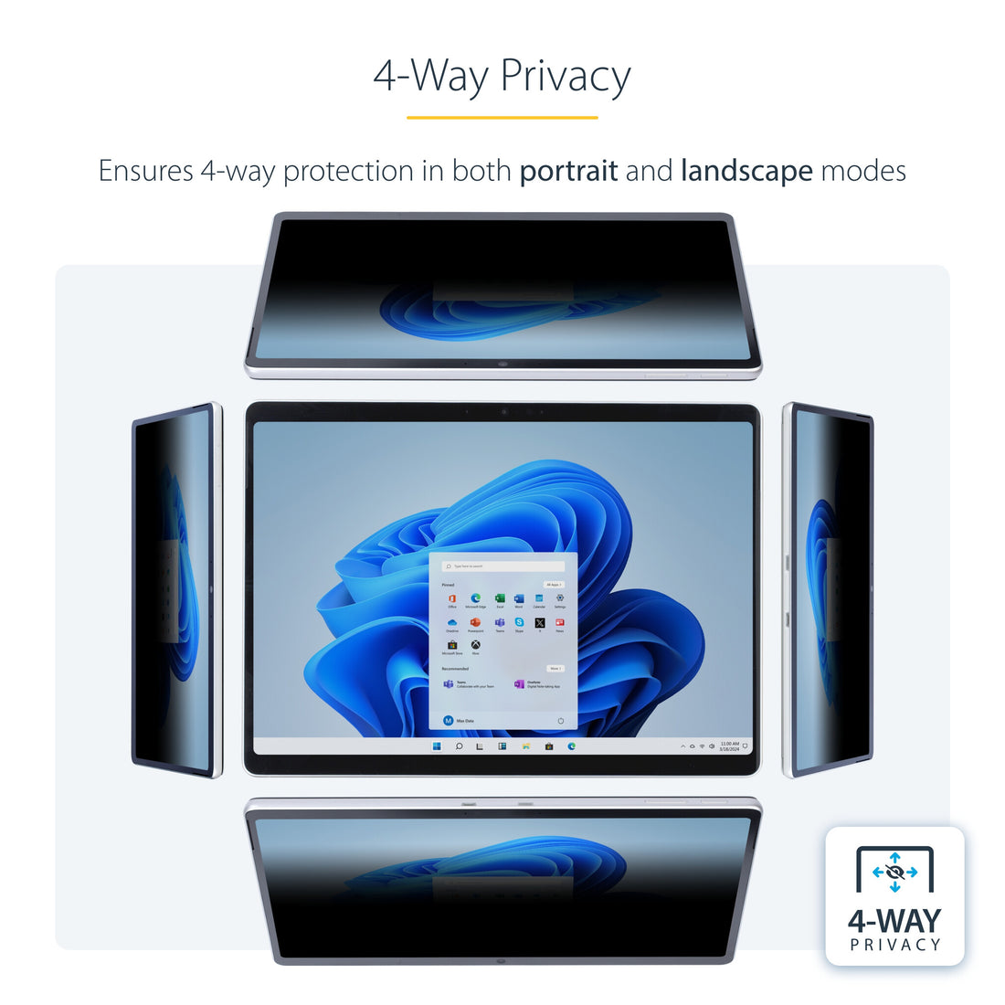 StarTech.com 4-Way Privacy Screen For 13-inch Surface Pro 8/9/X/11 Laptop, Portrait/Landscape Modes - image 9