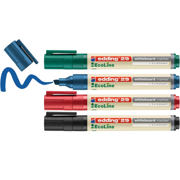 Edding 29 EcoLine marker 4 pc(s) Chisel tip Black, Blue, Green, Red