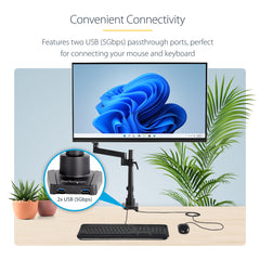 StarTech.com Desk Mount Monitor Arm with 2x USB 3.0 ports - Pole Mount Full Motion Single Arm Monitor Mount for up to 34
