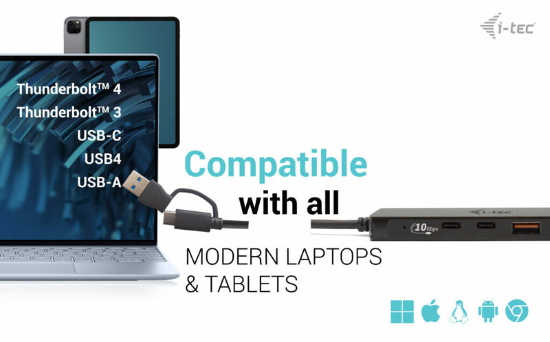 i-tec Metal USB-A/USB-C HUB 2x USB 3.0 + 2x USB-C (10 Gbps)