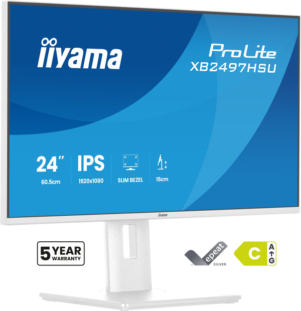 iiyama ProLite 23.8" Full HD 120Hz Monitor, White (XB2497HSU-W1)