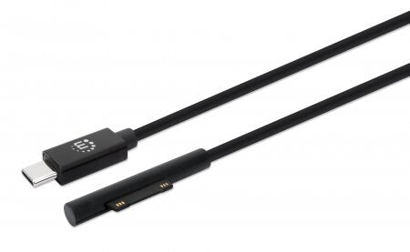 Manhattan USB-C to Microsoft Surface Connect Charging Cable, 1.8m, 15V/3A, Charge Only - No Data Transmission, Black, Lifetime Warranty