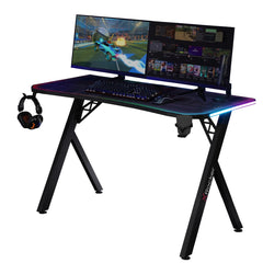 X Rocker Lumio XL Gaming Desk with 3 Sided app-controlled LED Lighting - Black