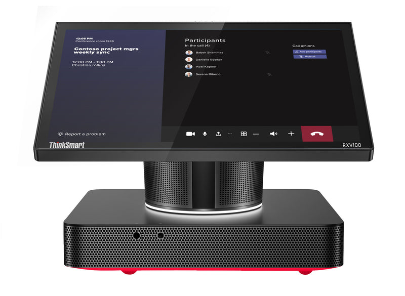 AudioCodes RXV100 Hub with Audio bundled with RXVCam50M and RX40 (Audio Bar with satellite speakers) for use up to large rooms. Compatible with Teams or Zoom