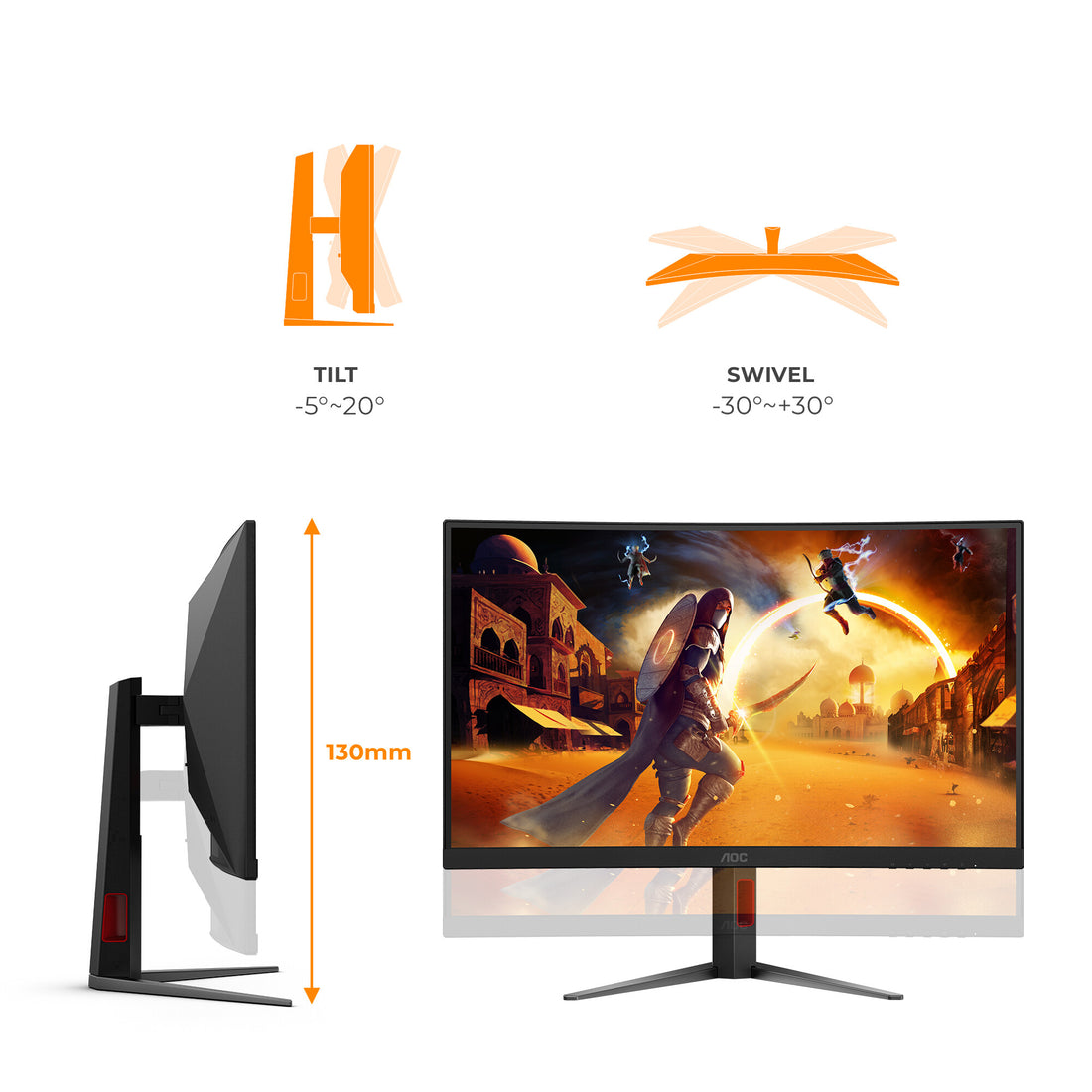AOC G4 CQ27G4Z2P computer monitor 27" 2560 x 1440 pixels Quad HD LCD Black, Red - image 3