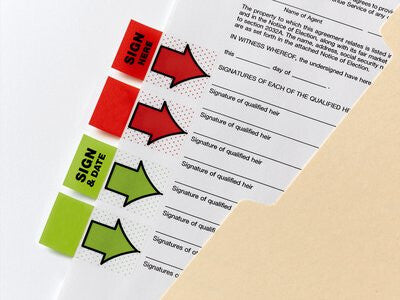 Post-It Message Flags, 'Sign Here', Red, 1 in Wide, 200/Desk Grip Dispenser self adhesive flags 200 sheets - image 4