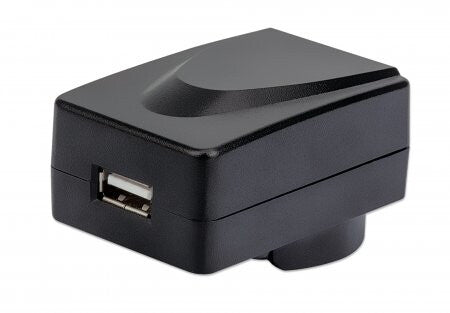 Manhattan Mains USB-A Mobile Device Charger with UK/EU/USA adaptors, Smartphone Charger, Mains Adaptor interchangeable, Three Year Warranty, Black