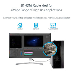 StarTech.com 12ft (4m) HDMI 2.1 Cable 8K - Certified Ultra High Speed HDMI Cable 48Gbps - 8K 60Hz/4K 120Hz HDR10+ eARC - Ultra HD 8K HDMI Cord - Monitor/TV/Display - Flexible TPE Jacket