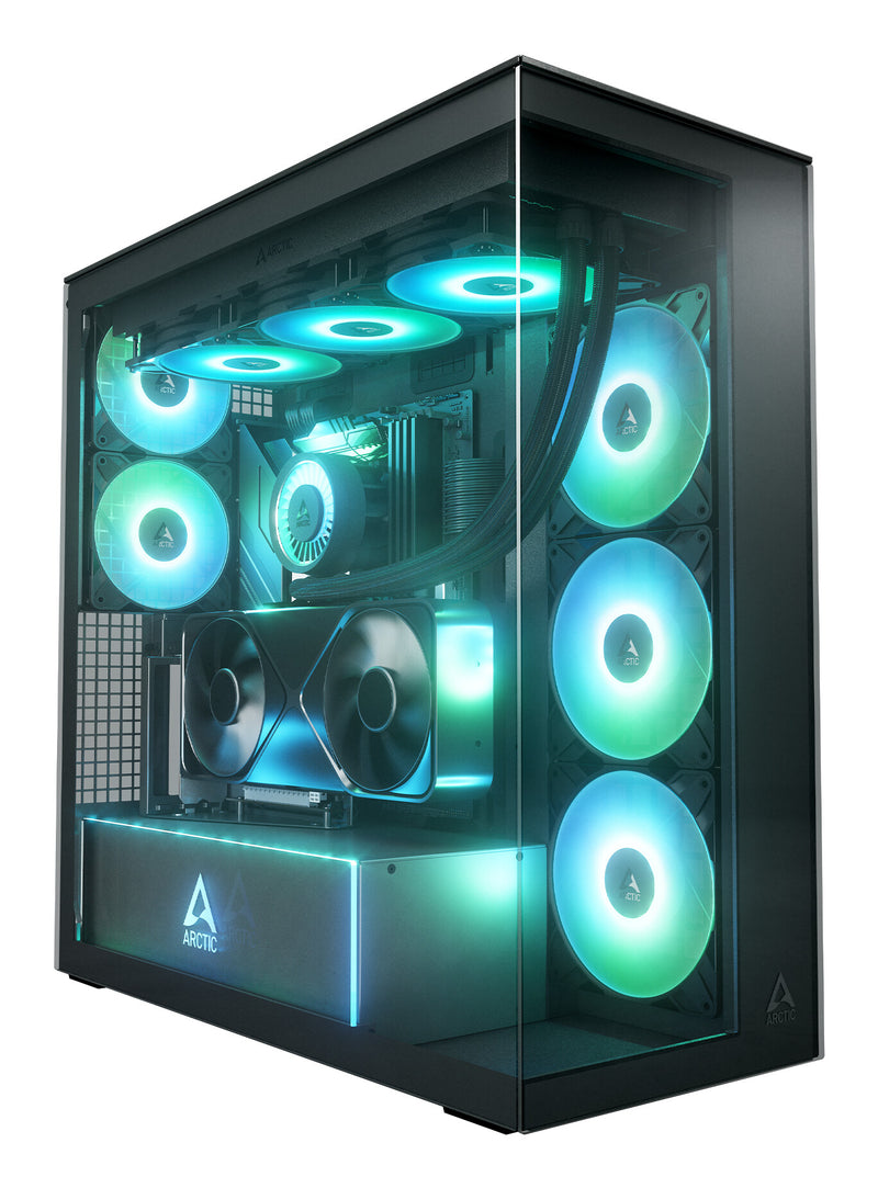 ARCTIC Xtender VG (Mirror Black) Premium E-ATX PC Case with Vertical GPU Mounting